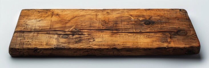 Naklejka premium Weathered Wooden Plank Isolated on White Background