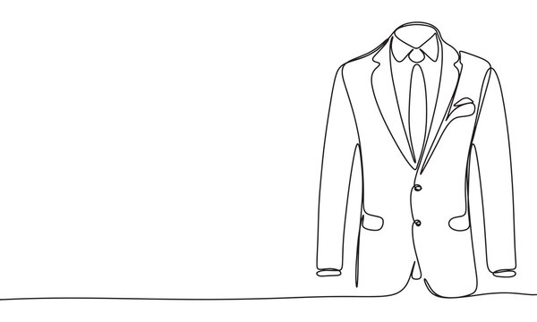 recommend clip art: One line continuous man's suit. Hand drawn vector art.