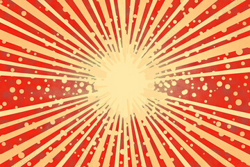 Fototapeta premium Sun burst in retro style with grungy dots. Vintage sun rays background.