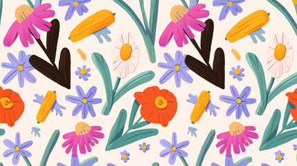 Fototapeta premium seamless pattern with flowers