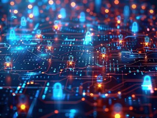 Fototapeta premium Cyber security and information or network protection. Future technology web services for business, Data protection technology. Online internet access cyber attack and business data privacy