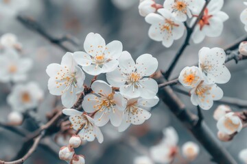 Obraz premium A close-up of a bunch of white flowers with varied textures and shapes