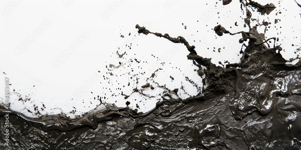 Poster a close-up shot of a water splash in black and white, suitable for use as a abstract background or t