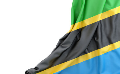 Flag of Tanzania with empty space on the left. Isolated. 3D Rendering