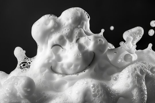 A close-up shot of a foamy bath with bubbles and soap suds