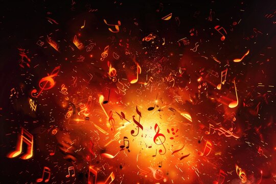 A group of colorful music notes floating in mid-air, possibly used for creative illustration or design project
