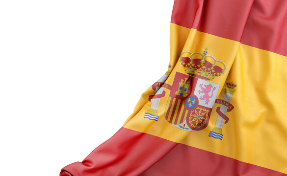 Flag of Spain with empty space on the left. Isolated. 3D Rendering