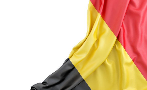 Flag of Belgium with empty space on the left. Isolated. 3D Rendering