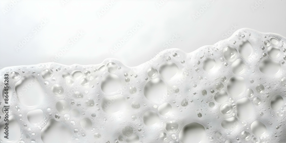 Poster white soap foam bubbles texture on isolated white background created with technology. concept soap f