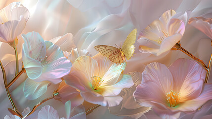 Fototapeta premium highlighting the beauty of the floral composition against a pastel abstract background.