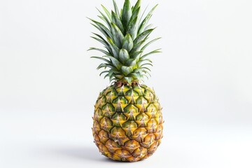 A fresh pineapple sitting on a clean white surface