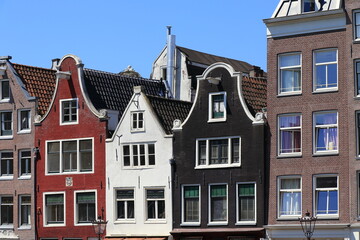 Obraz premium Amsterdam Geldersekade Typical House Facades, Netherlands