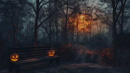 halloween pumpkin on the fire