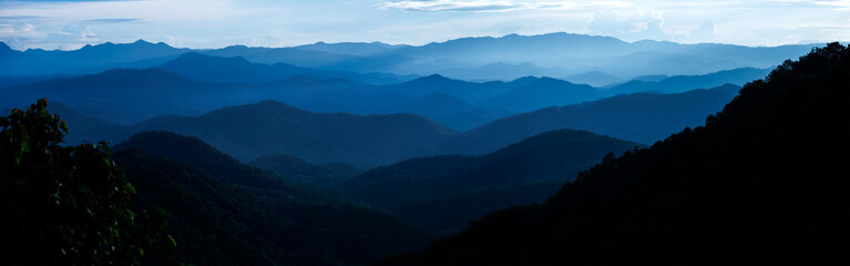 panorama of blue mountains valley landscape