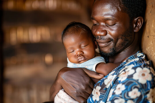 A man is holding a baby in his arms,, generative ai image