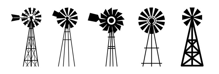 Windmill icon on white background. Farm windmill symbol.