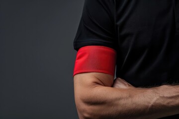 A captains armband on a players arm, with ample room for copy on a clean background