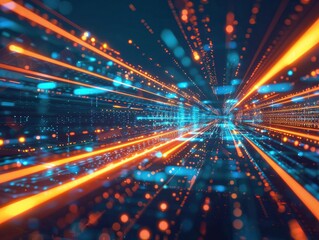 Digital science futuristic technology light rays stripes lines light background. AI generated