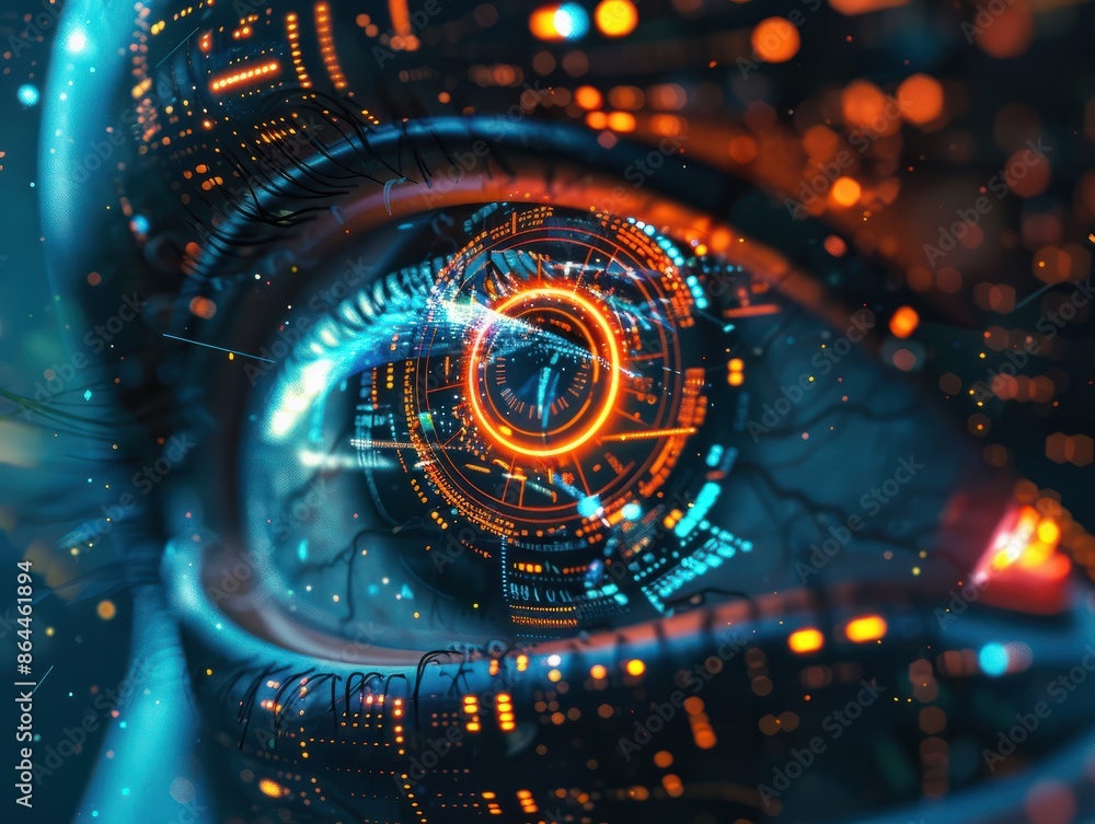 Poster eye of futuristic and innovative imagery ai and automation use of artificial intelligence and automa