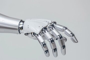 A closeup of a prosthetic limb, isolated with room for text on a clean background