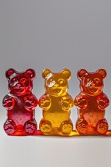 Fototapeta premium A group of colorful gummy bears arranged on a surface, providing a fun and playful scene