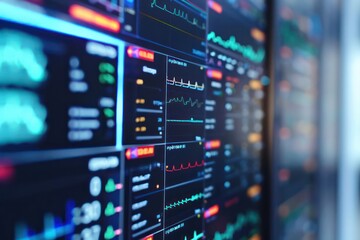 Fototapeta premium A detailed image of health informatics data on a screen, isolated with room for text
