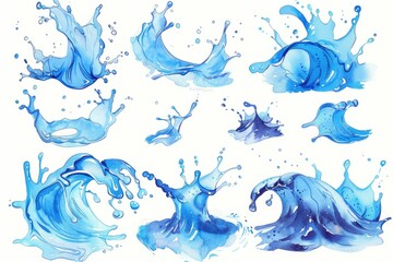 Fototapeta premium Water splashes on a white background, great for use in beauty and wellness related content