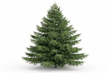 A fir tree isolated on a pure white background