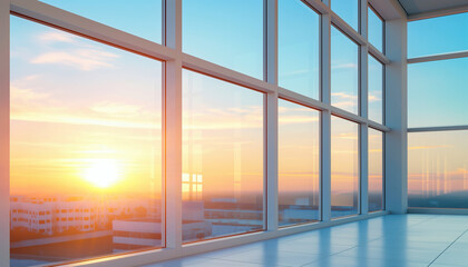 Fototapeta premium Sunset View Through Large Windows