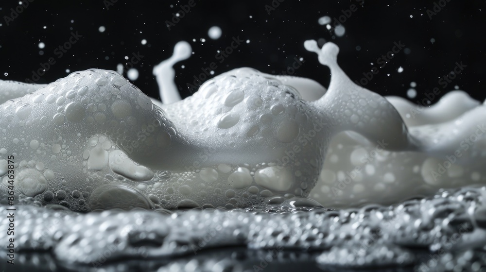 Poster a detailed view of a foamy substance on a flat surface, suitable for use in various contexts includi