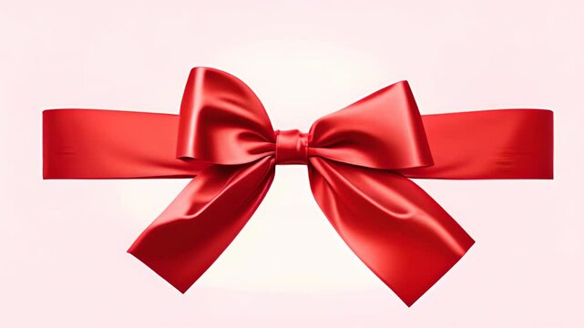 Red bow with ribbon isolated on white