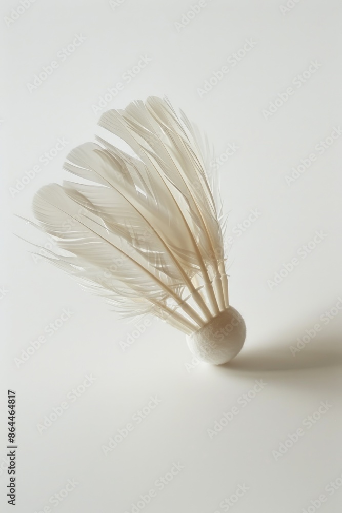 Poster a close-up view of a feathered object against a white background, suitable for use in editorial or c