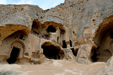 View from outside of part of the Selime Cathedral in Cappadocia, Turkey
