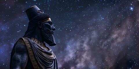 Fototapeta premium Thoth's celestial wisdom navigates him through the realms among the stars. Concept Fantasy, Mythology, Celestial Realms, Wisdom, Thoth