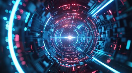 Obraz premium 3D Render Futuristic Technology Background