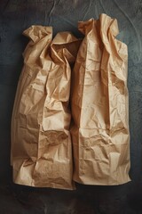 A photograph of two brown paper bags placed on top of a table