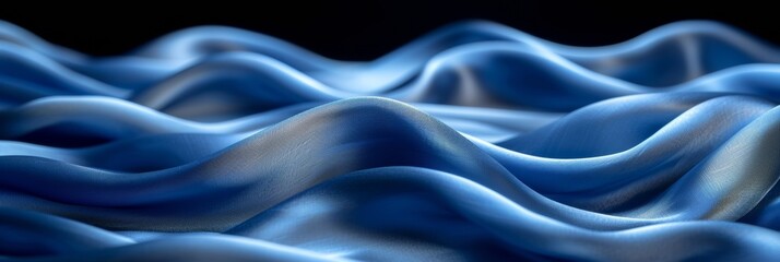 Obraz premium Captivating fluidity: close-up of electric blue silk fabric