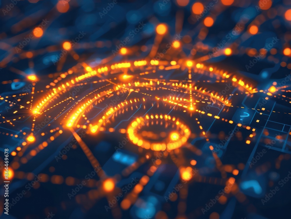 Poster wireless network and connection abstract data background with wifi symbol