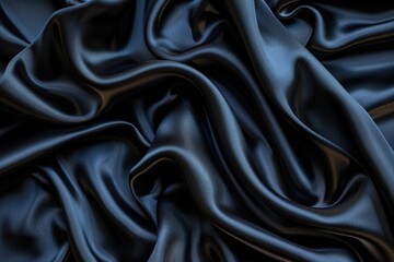 Fototapeta premium Close-up view of shiny black satin material
