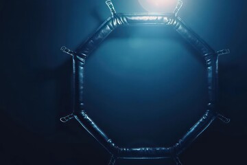An octagon set for a mixed martial arts fight, ideal for a banner with room for text