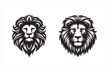 Lion head wearing a sunglass silhouette vector