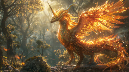 Mythical Creature in Enchanted Forest