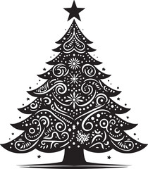 christmas tree silhouette vector illustration 