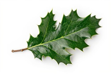 Naklejka premium The distinctive leaves of a holly tree isolated on a white background