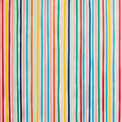 Obraz premium A detailed image of a colored wallpaper featuring horizontal lines against a white backdrop, showcasing shades of red, blue, yellow, green, orange, and pink