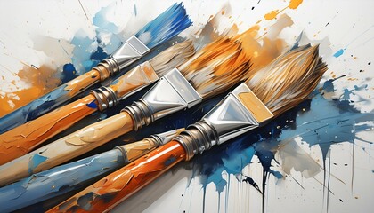 Obraz premium watercolor brush and paint