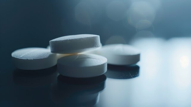 Pharmaceutical tablets of beclomethasone with copy space for medical concepts