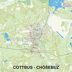 Cottbus - Chóśebuz, Germany map poster art