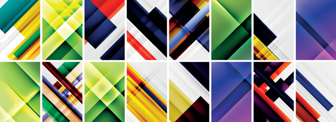 Obraz premium Set of low poly triangles poster geometric backgrounds. Vector Illustration For Wallpaper, Banner, Background, Card, Book Illustration, landing page