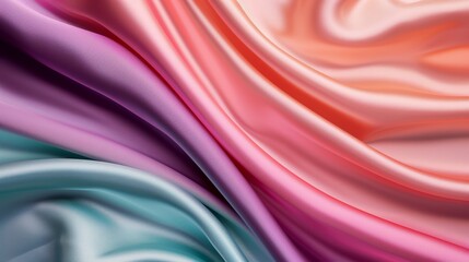 Obraz premium Close-up of silk fabric, elegantly draped to emphasize its luxurious texture and shimmering sheen, vibrant hues that pop against a simple background, no hands